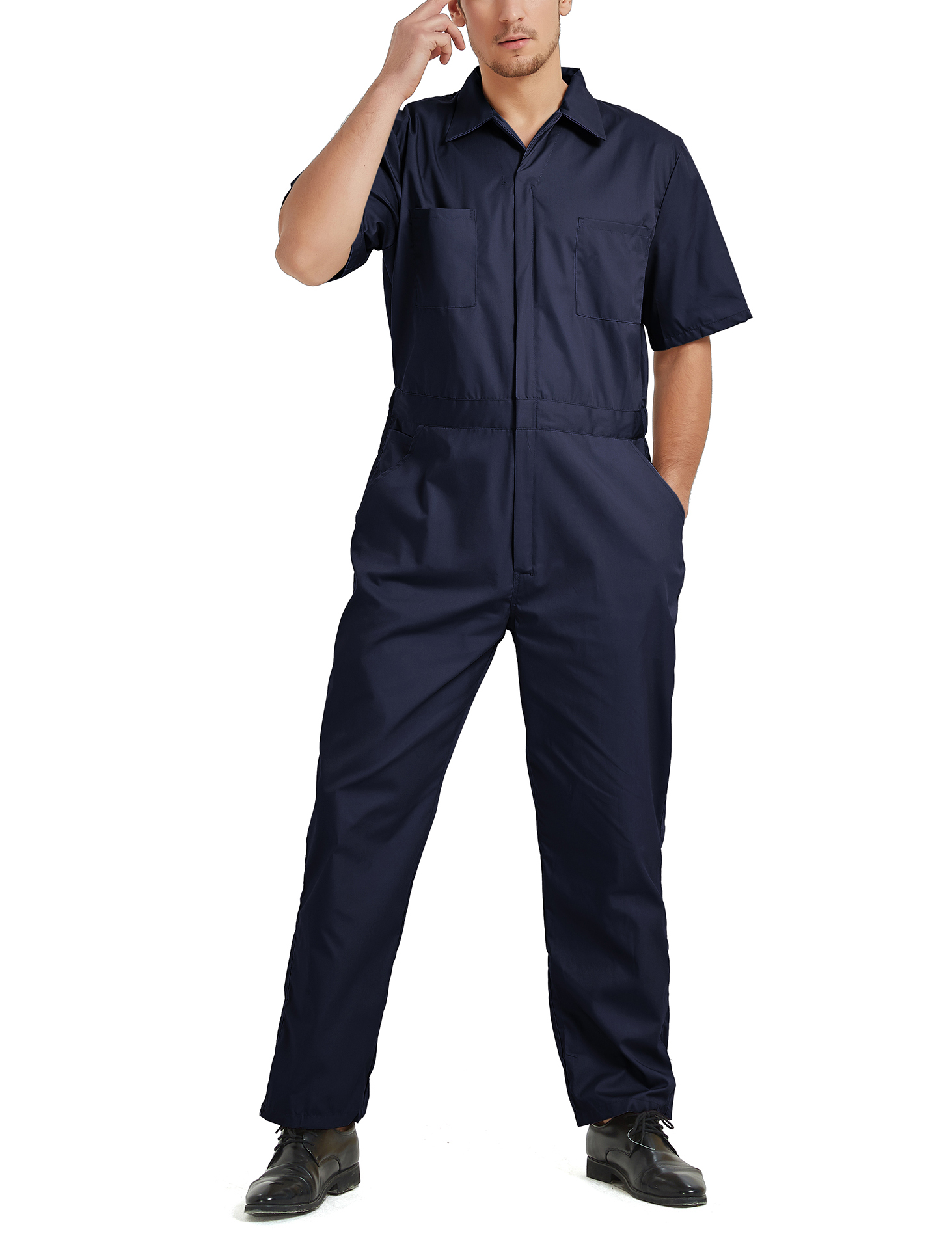 TopTie Men's Coverall Overall Mechanic Work Jumpsuit Short Long Sleeve