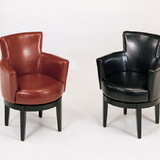 Armen Living 247 Black Leather Swivel Club Chair, Price/Each Armen Living 247 Black Leather Swivel Club Chair, Price/Each