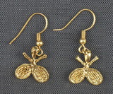 Gold Plate Crossed Racquet Earrings Gold Plate Crossed Racquet Earrings