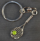 Silver Tennis Racquet w/Ball Key Ring Silver Tennis Racquet w/Ball Key Ring