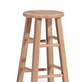 International Concepts 1S-524 Round top stool - 24" sh, Unfiinished International Concepts 1S-524 Round top stool - 24" sh, Unfiinished